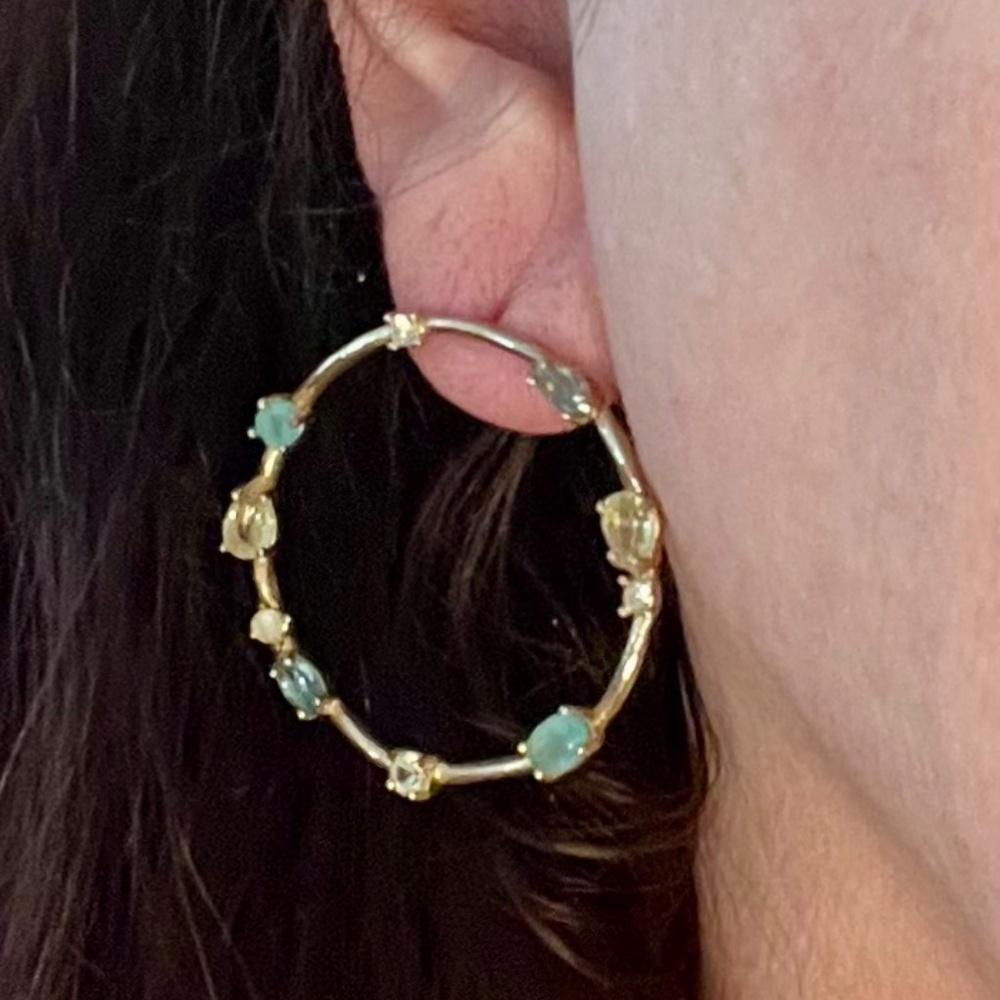 Sea foam and crystal forward facing hoops